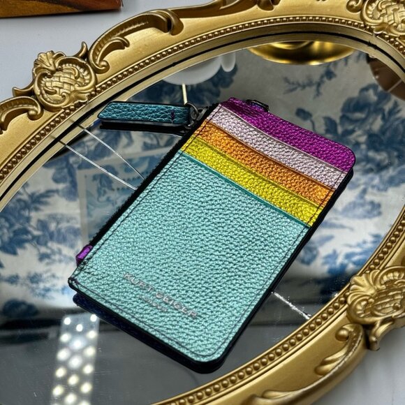 🆕 KURT GEIGER LONDON 🧿 NWOT Rainbow Shop 690 Card Holder in Multi Rainbow - Picture 3 of 11